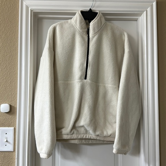 Abercrombie & Fitch oversized polar fleece half zip sweatshirt//Cream//Small - Picture 2 of 12